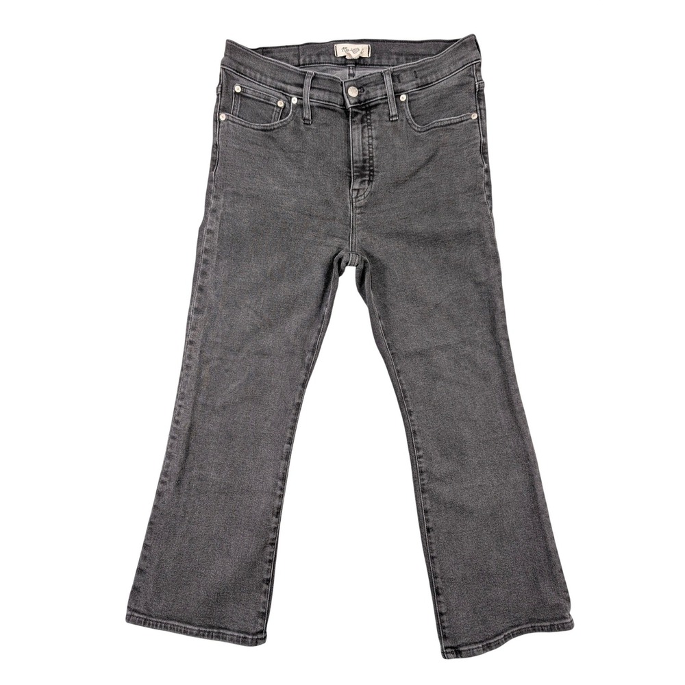 Madewell Cali Demi-Boot Jeans Womens 32 Faded Black High Rise Crop Flare